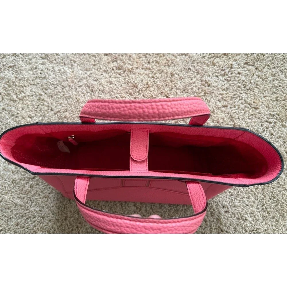 Kate Spade Bridge Place Francisca Tote Pink Flamingo Pebbled Leather Bow Accent